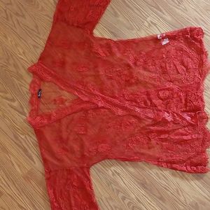 Lace Kimono,  Red, Sz XXL